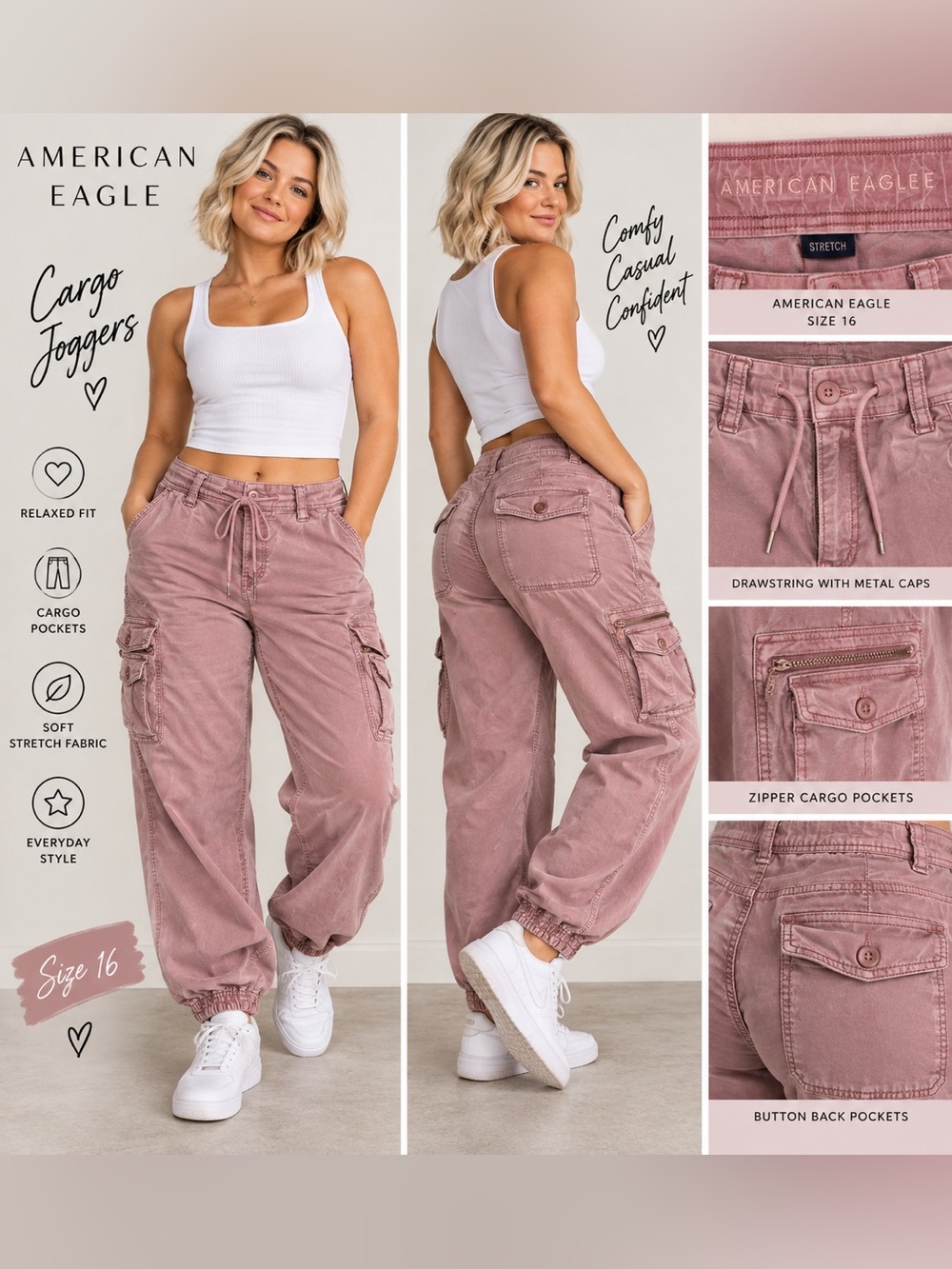 American Eagle pink Cargo pants